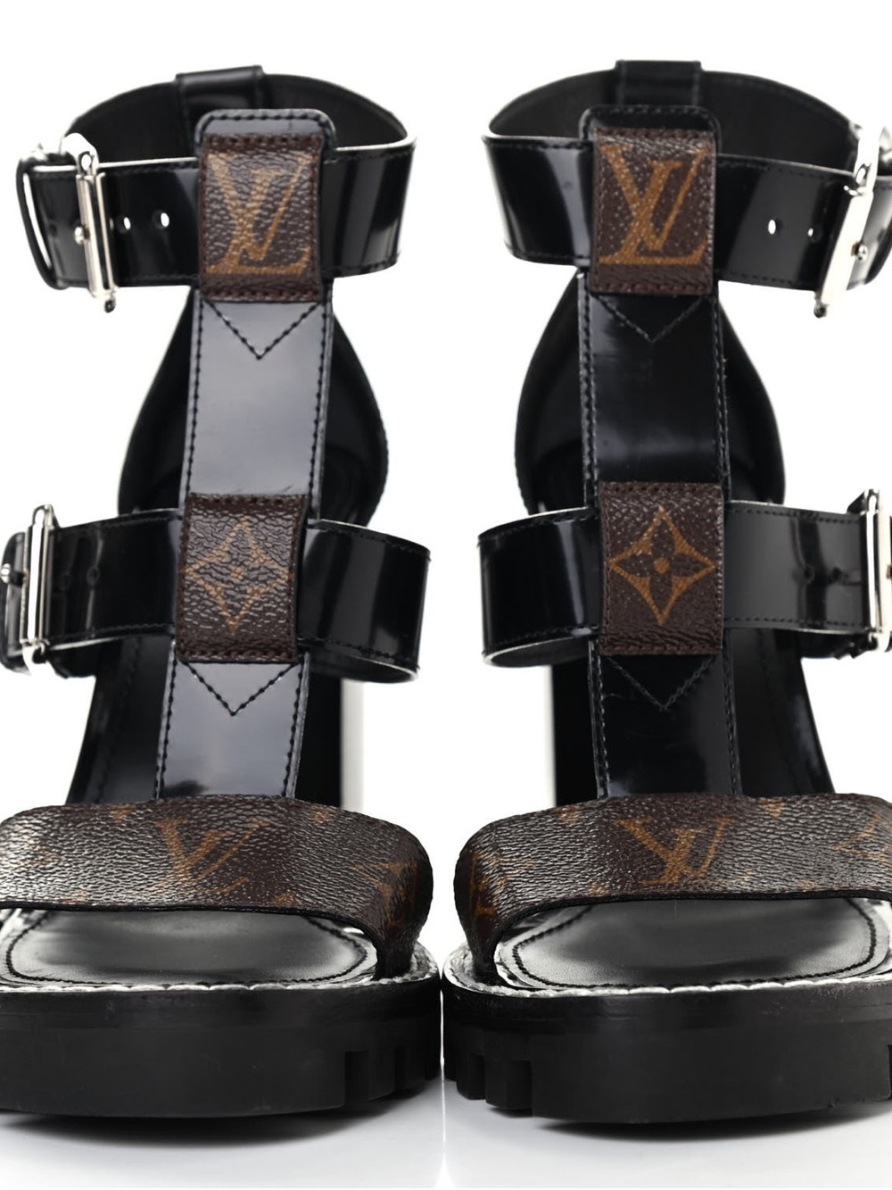 Louis Vuitton Patent Calfskin Monogram Star Trail Sandal 39 Black